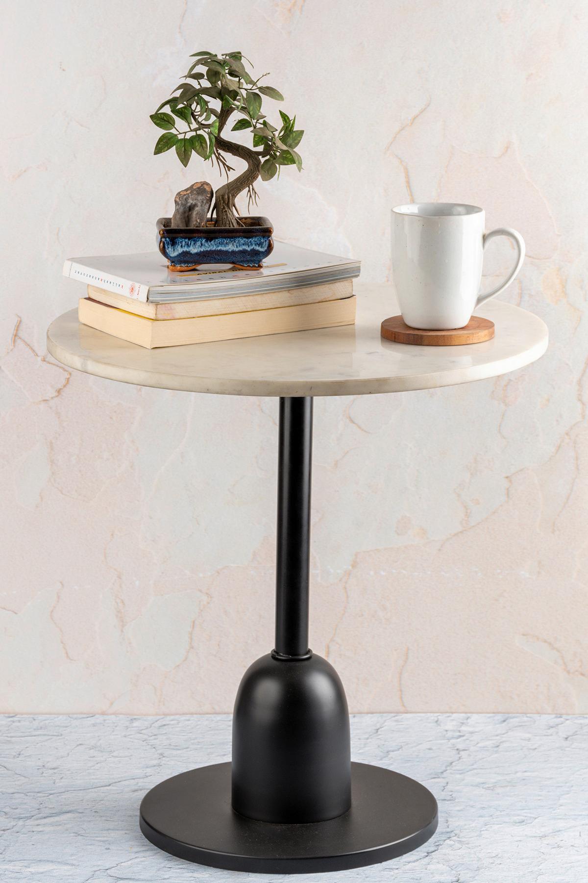 PRÍRUČNÝ STOLÍK GORDON 125 WEISS - čierna/biela, Design, kov/kameň (46/48cm) - MID.YOU