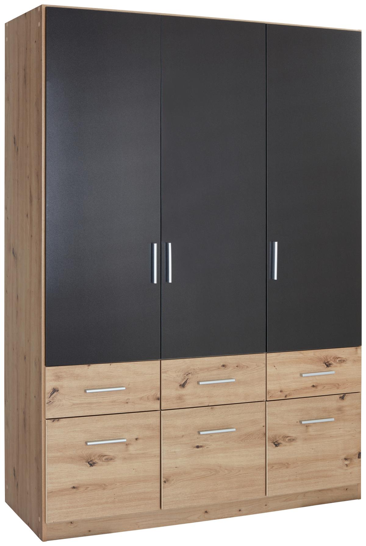 Nyílóajtós Szekrény Celle Extra 136/197 Cm - Artisan tölgy/sötétszürke, Design, faalapú anyag (136/197/54cm)