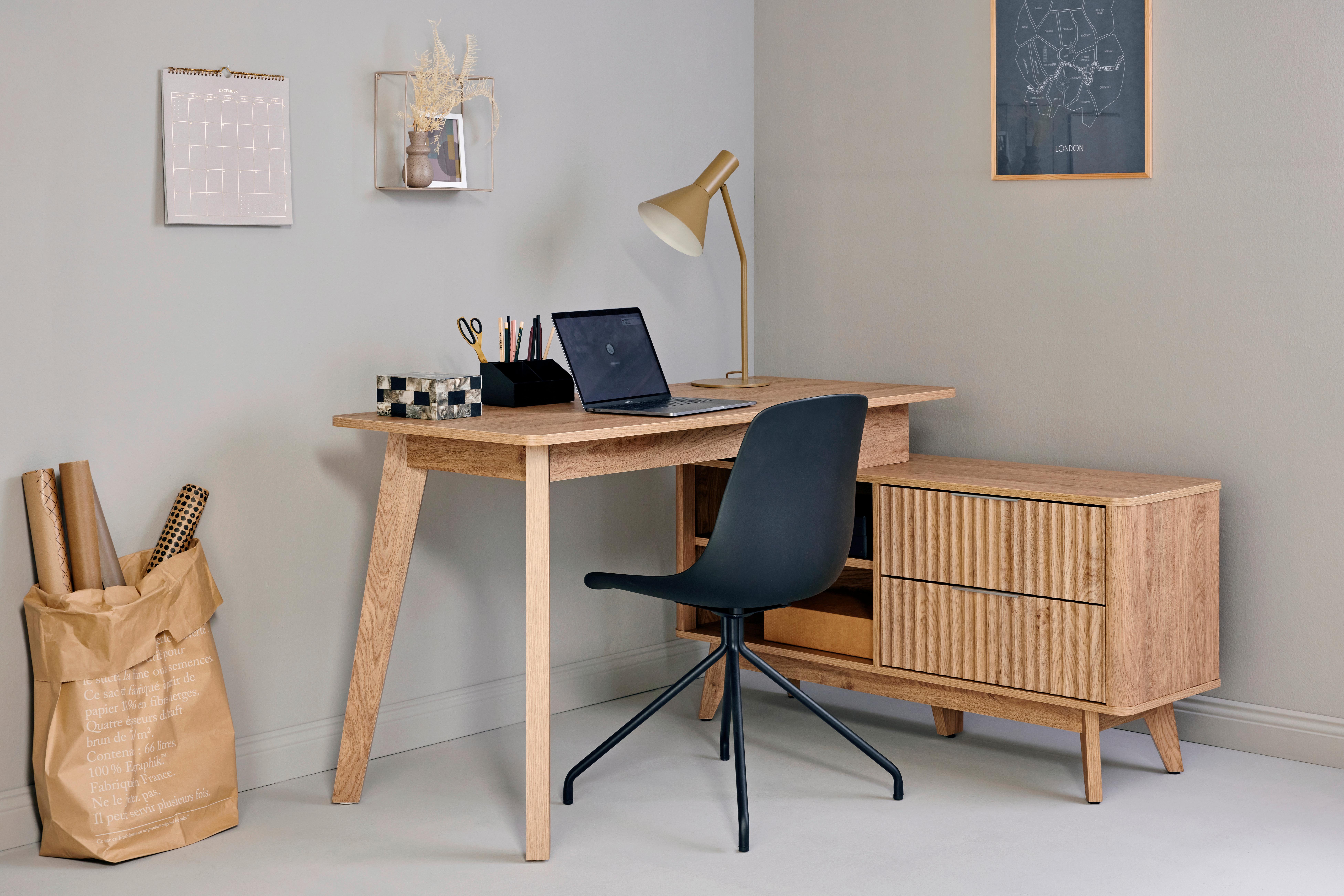 Eckschreibtisch Wave C 150 E - Eichefarben, MODERN, Holzwerkstoff (148/120/76,20cm) - Livetastic