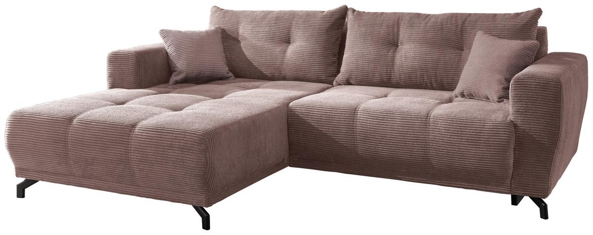Ecksofa Restato Rosa S: 177x246 Cm - Schwarz/Rosa, MODERN, Holz/Textil (177/246cm) - MID.YOU
