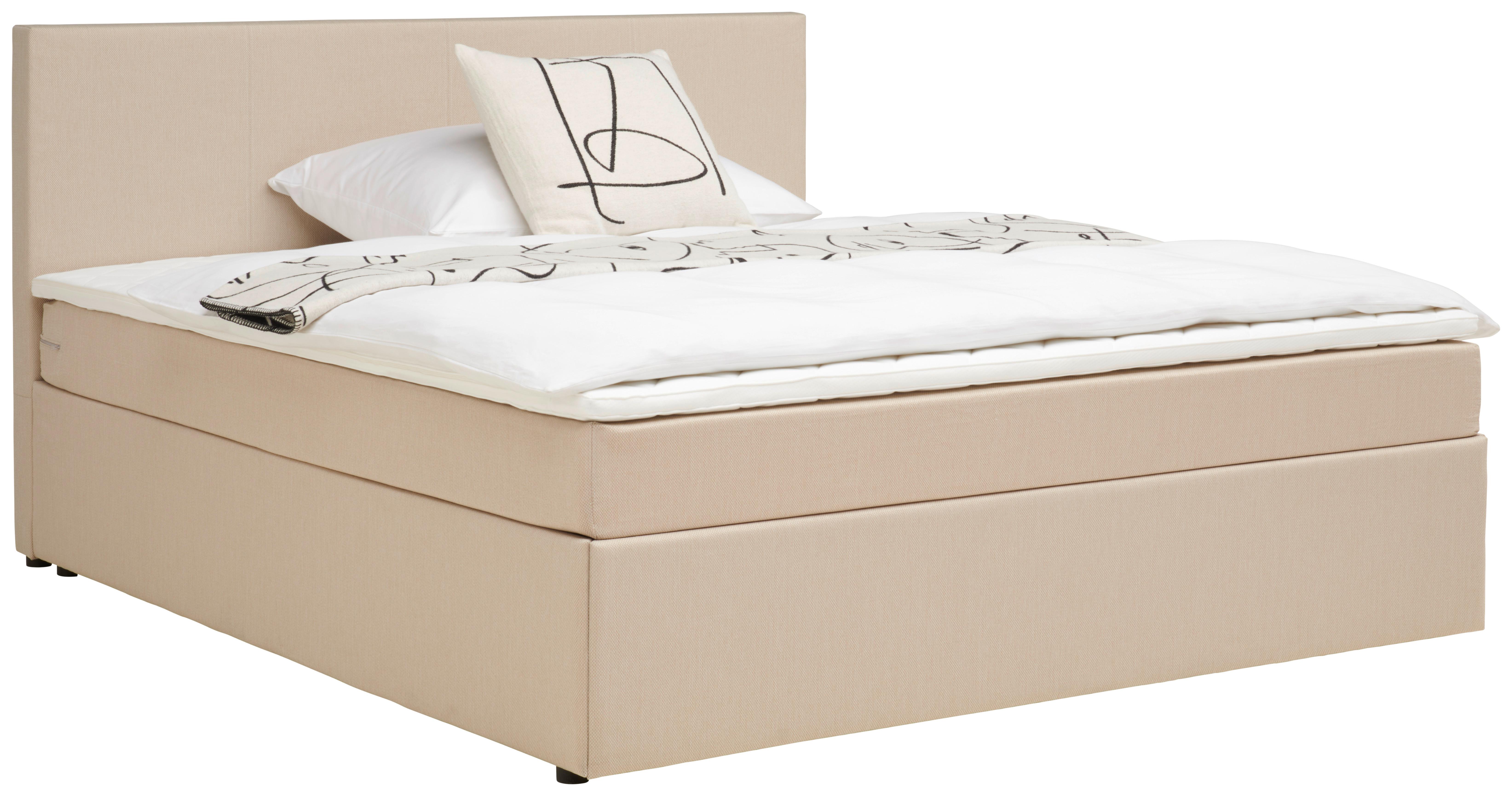 Boxbett Mit Topper 180x200 Cm Carolina Sandfarben - Sandfarben/Schwarz, Basics, Holz/Textil (180/200cm) - P & B