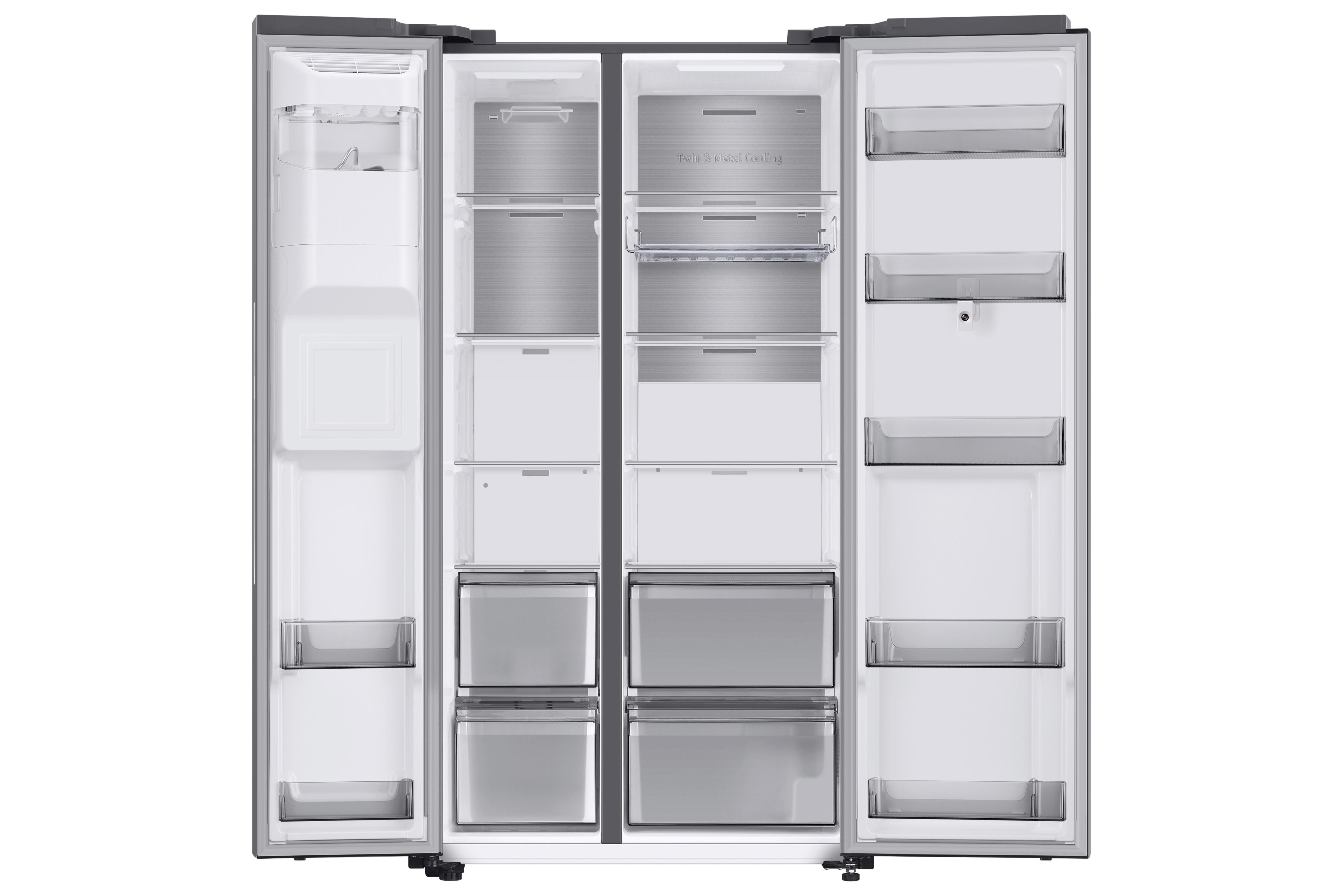 Side-By-Side Rs6ha8891sl/Ef Silberfarben mit LED-Display - Edelstahlfarben/Silberfarben, Basics, Glas/Kunststoff (91,2/178/71,6cm) - Samsung