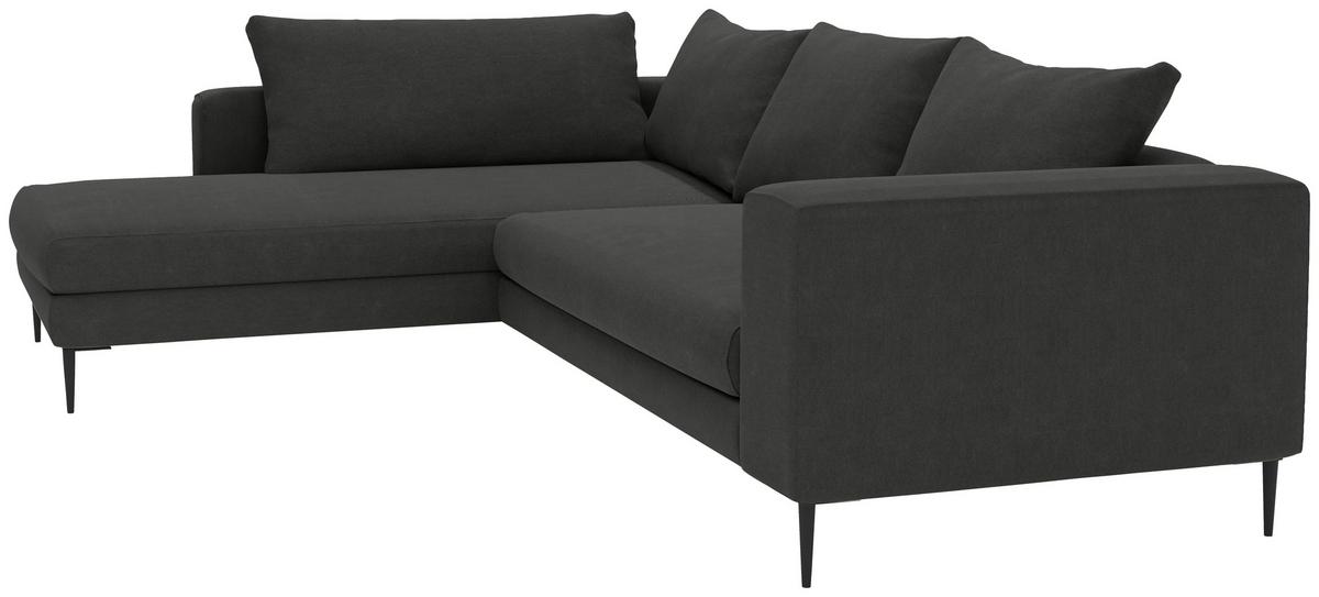 Ecksofa Aurora II inkl. Rückenkissen Taupe - Schwarz/Graphitfarben, MODERN, Textil (210/295cm) - Trendmanufaktur