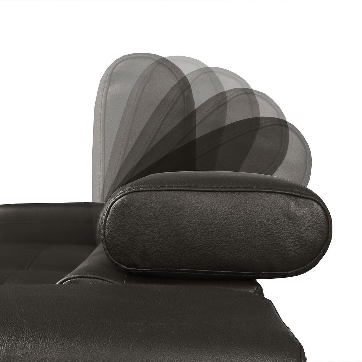 Ecksofa Torino Teilleder Dunkelbraun 173x247 - Dunkelbraun/Schwarz, Design, Leder/Textil (173/247cm) - Livetastic