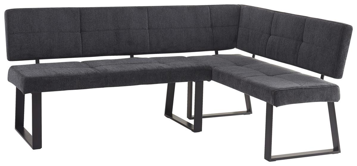 Eckbank Magnus Dunkelgrau, S: 193x141 cm - Dunkelgrau/Schwarz, LIFESTYLE, Textil/Metall (193/141cm) - MID.YOU