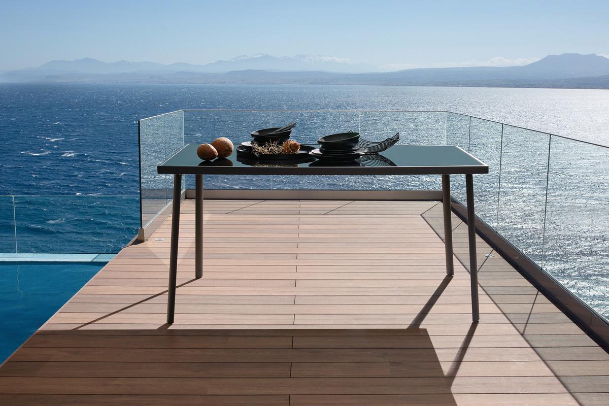 Gartentisch Nadine Metall/Glas L 148 cm - Anthrazit/Schwarz, MODERN, Glas/Metall (148/72/88cm) - Luca Bessoni