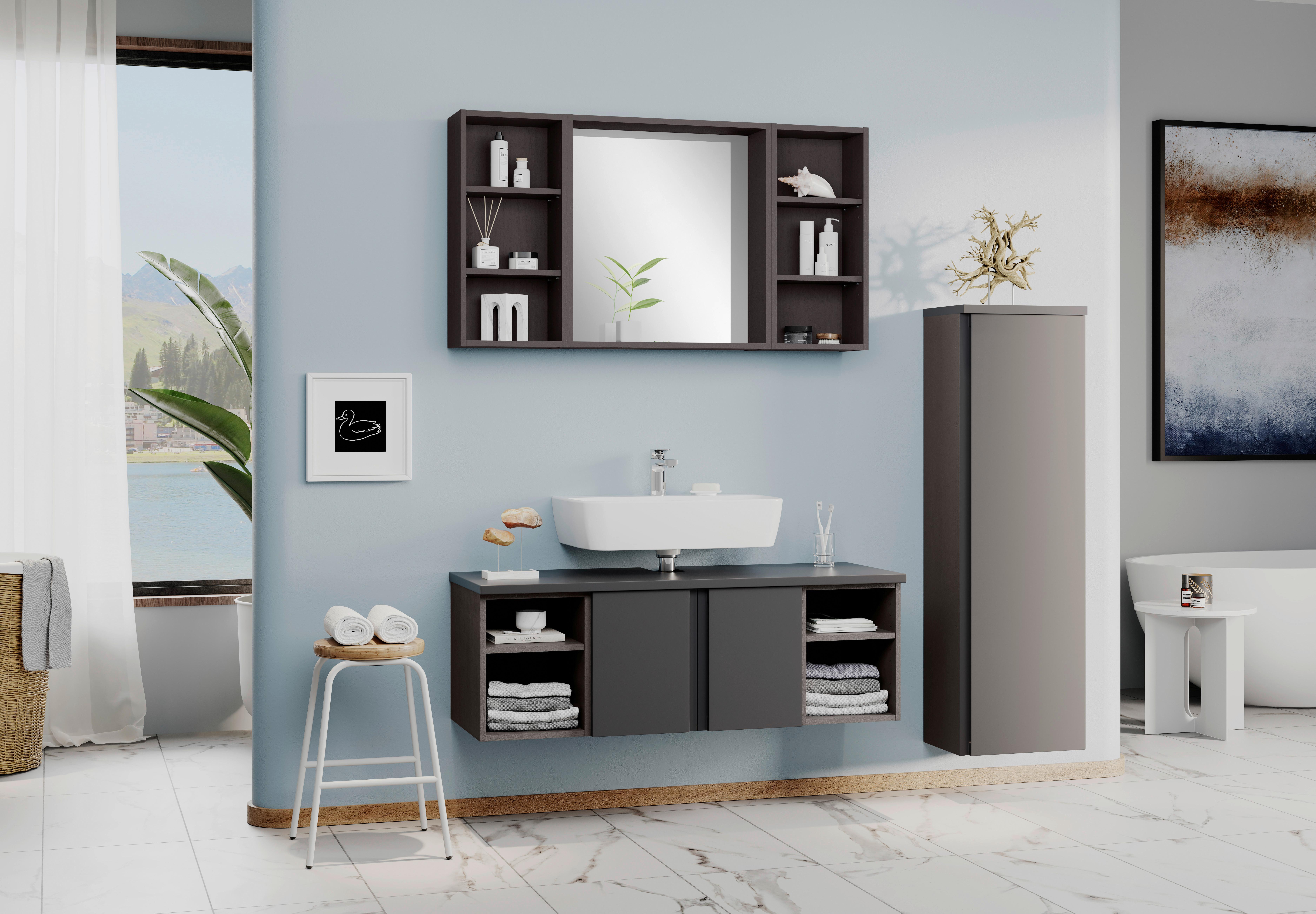 Hängender Waschbecken- Unterschrank Arosa B: 120 cm - Graphitfarben/Grau, MODERN, Holzwerkstoff (120/41/47cm) - Held