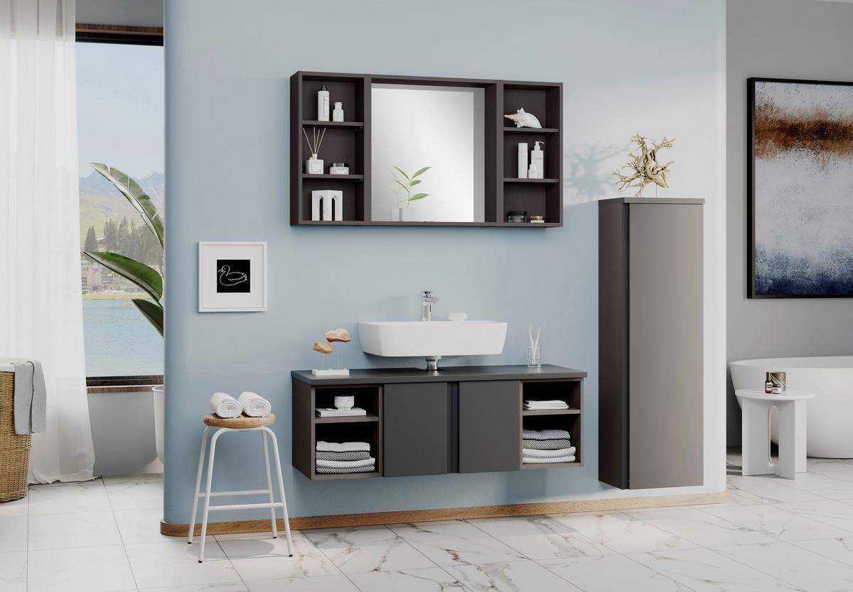 Hängender Waschbecken- Unterschrank Arosa B: 120 Cm - Graphitfarben/Grau, MODERN, Holzwerkstoff (120/41/47cm) - Held