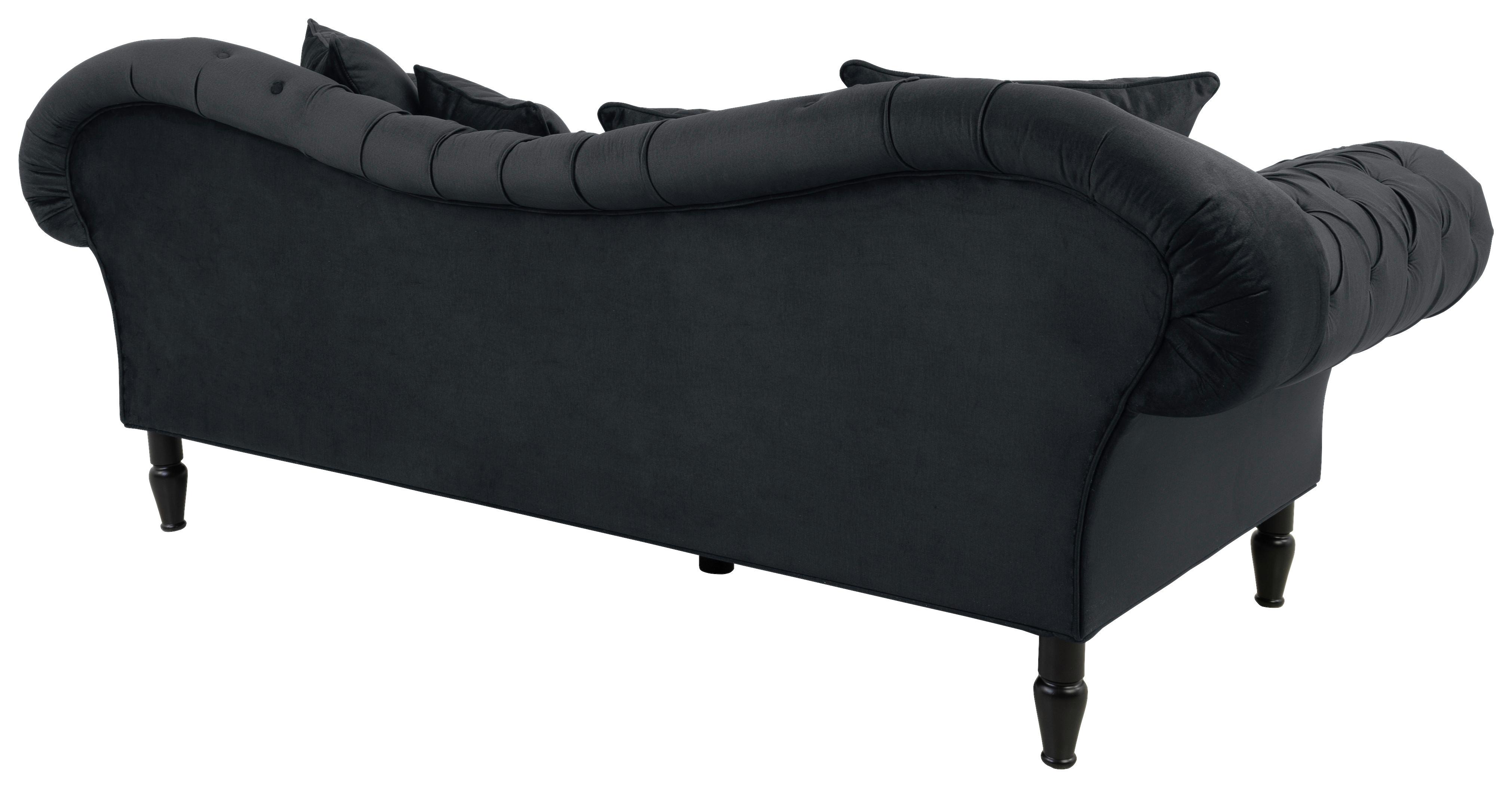 3-Sitzer-Sofa Cupido Anthrazit Samt - Anthrazit/Schwarz, Design, Textil (242/91/104cm) - MID.YOU