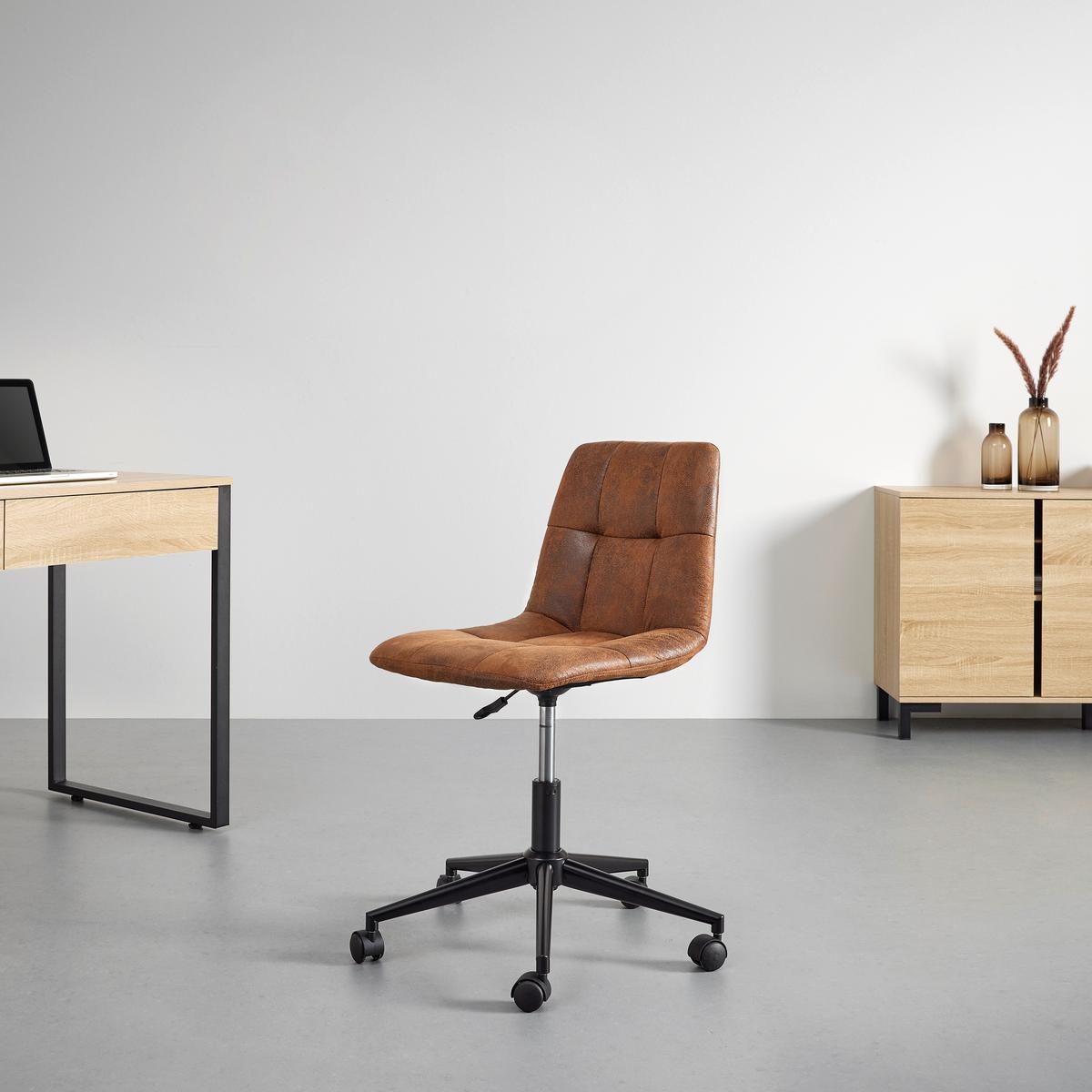 Otočná židle CLELIE hnědá - černá/hnědá, Moderní, kov/dřevo (45/79-89/57cm) - Bessagi Home