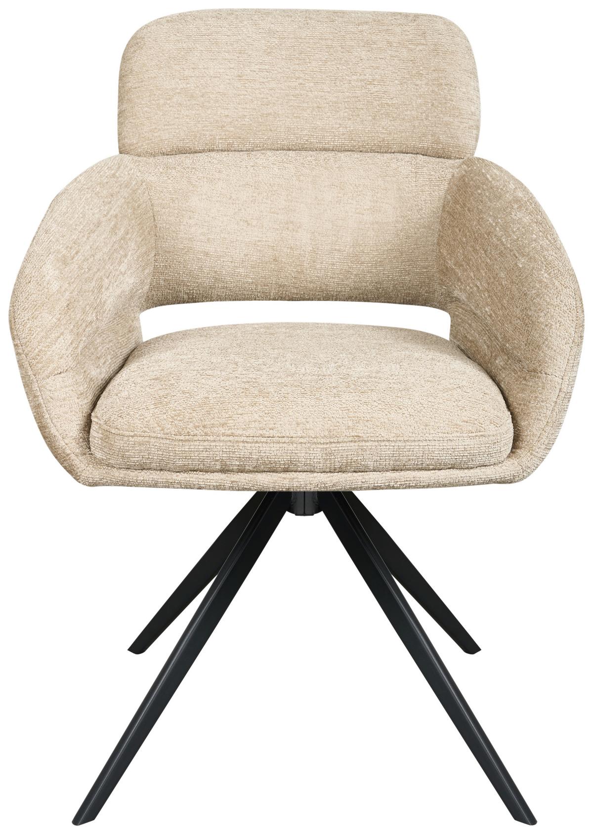 Armlehnstuhl Lyon Khaki B: 57,5 cm - Khaki/Schwarz, MODERN, Textil/Metall (57,5/85/61cm) - Livetastic