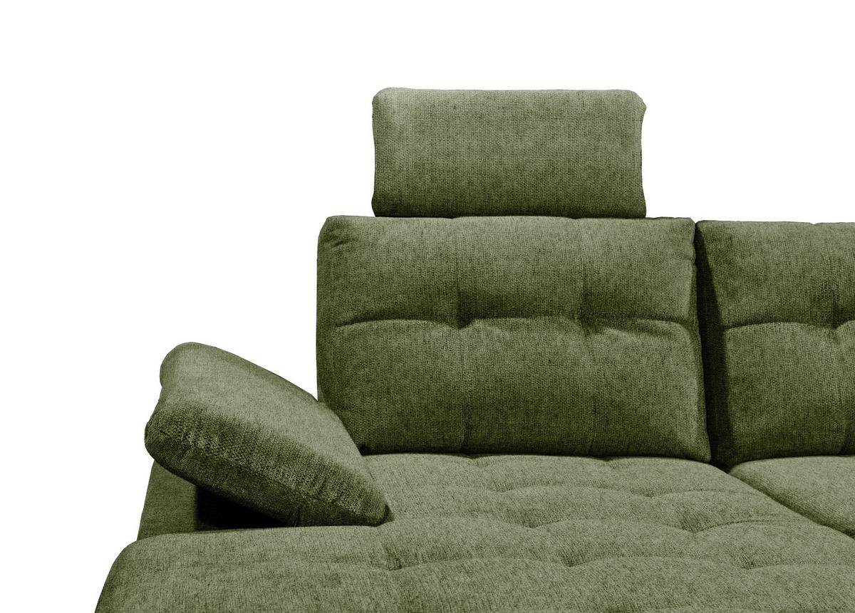 Wohnlandschaft Durban Mit Bettfunktion Olivgrün - Schwarz/Olivgrün, KONVENTIONELL, Textil (170/324/218cm) - MID.YOU