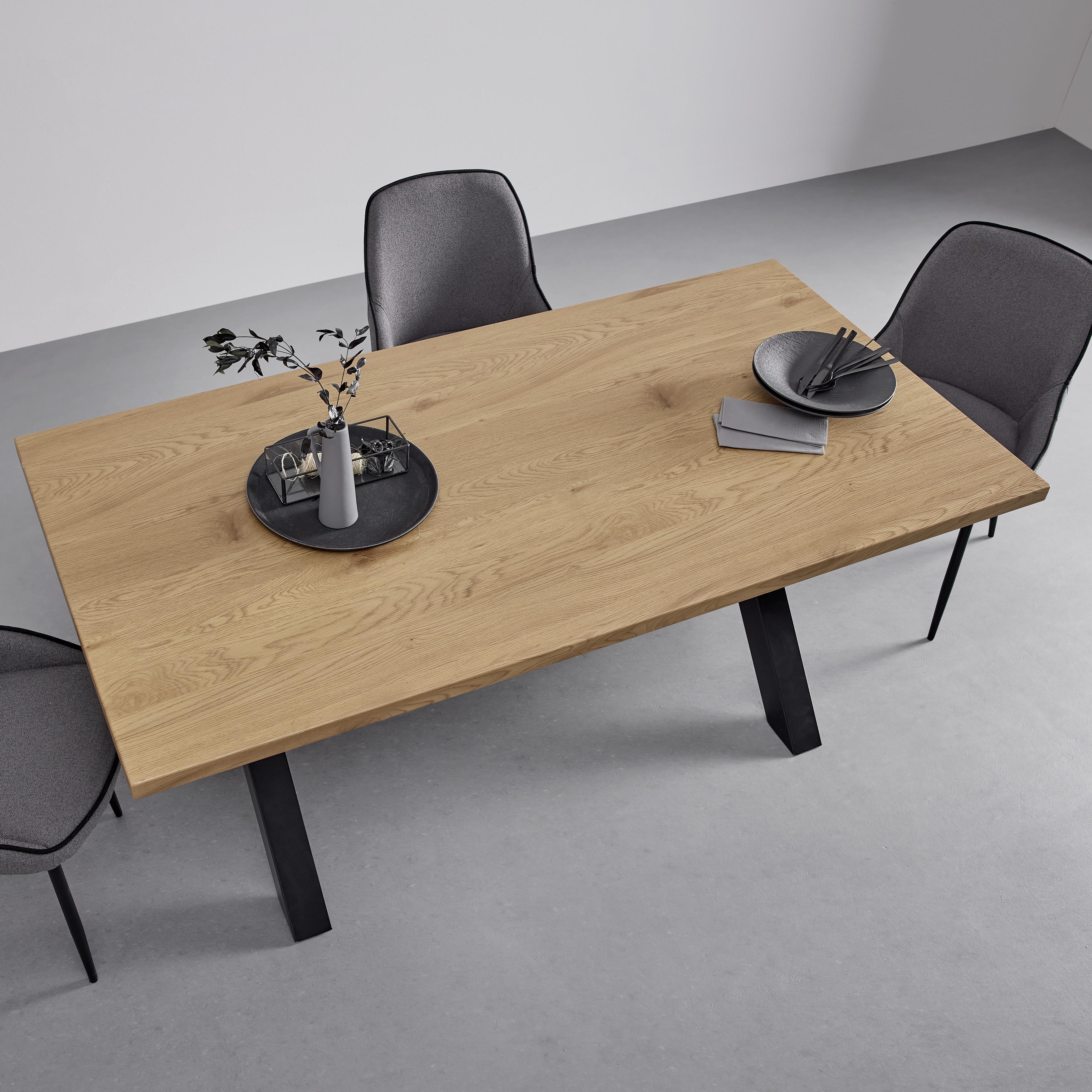 Jídelní Stůl Giona 180x90 Cm - černá/barvy jasanu, Moderní, kov (90/180/76cm) - Bessagi Home