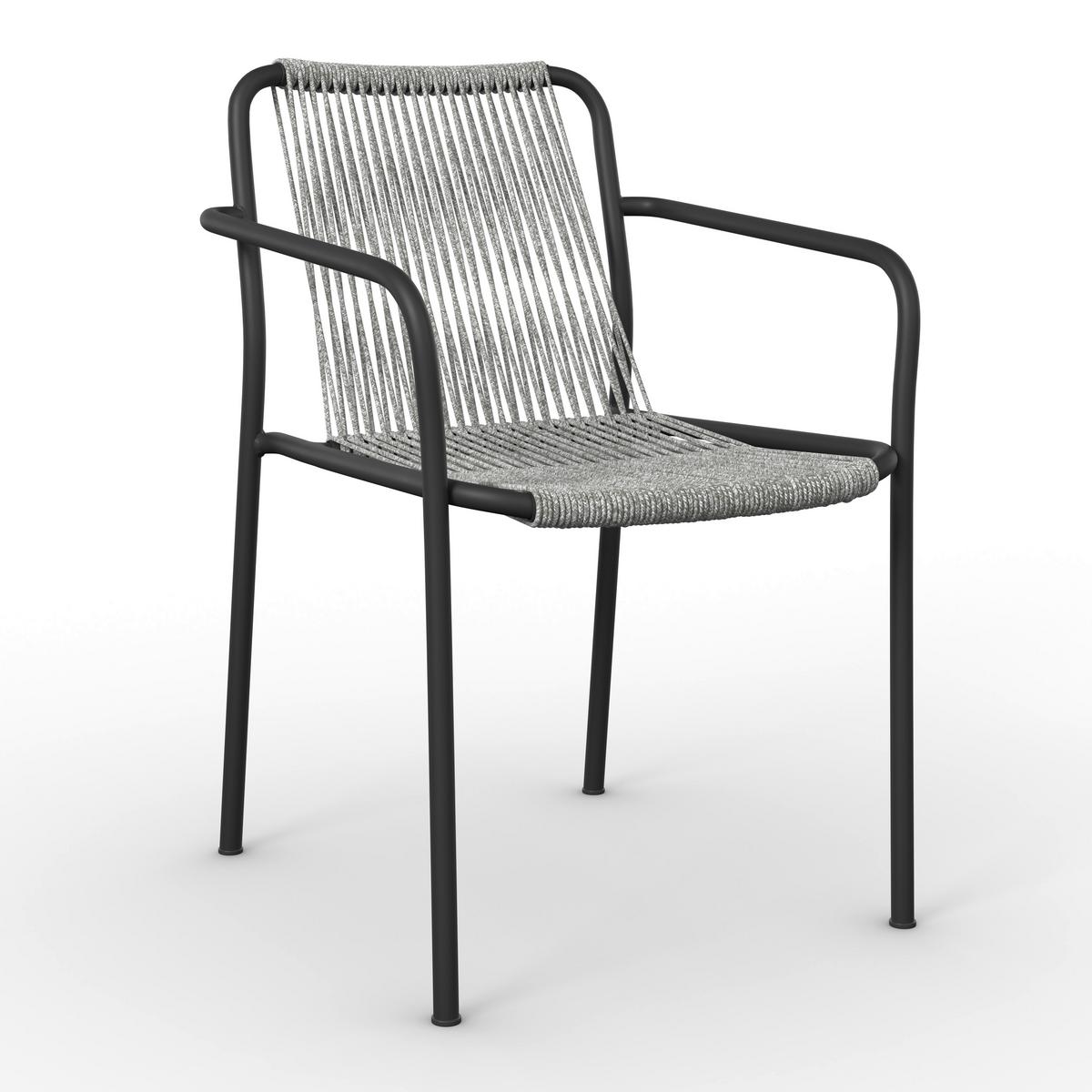 SADA ZÁHRADNÝCH KRESIEL NARDO - čierna/svetlosivá, Modern, kov/textil (55/82/58cm) - Bessagi Garden