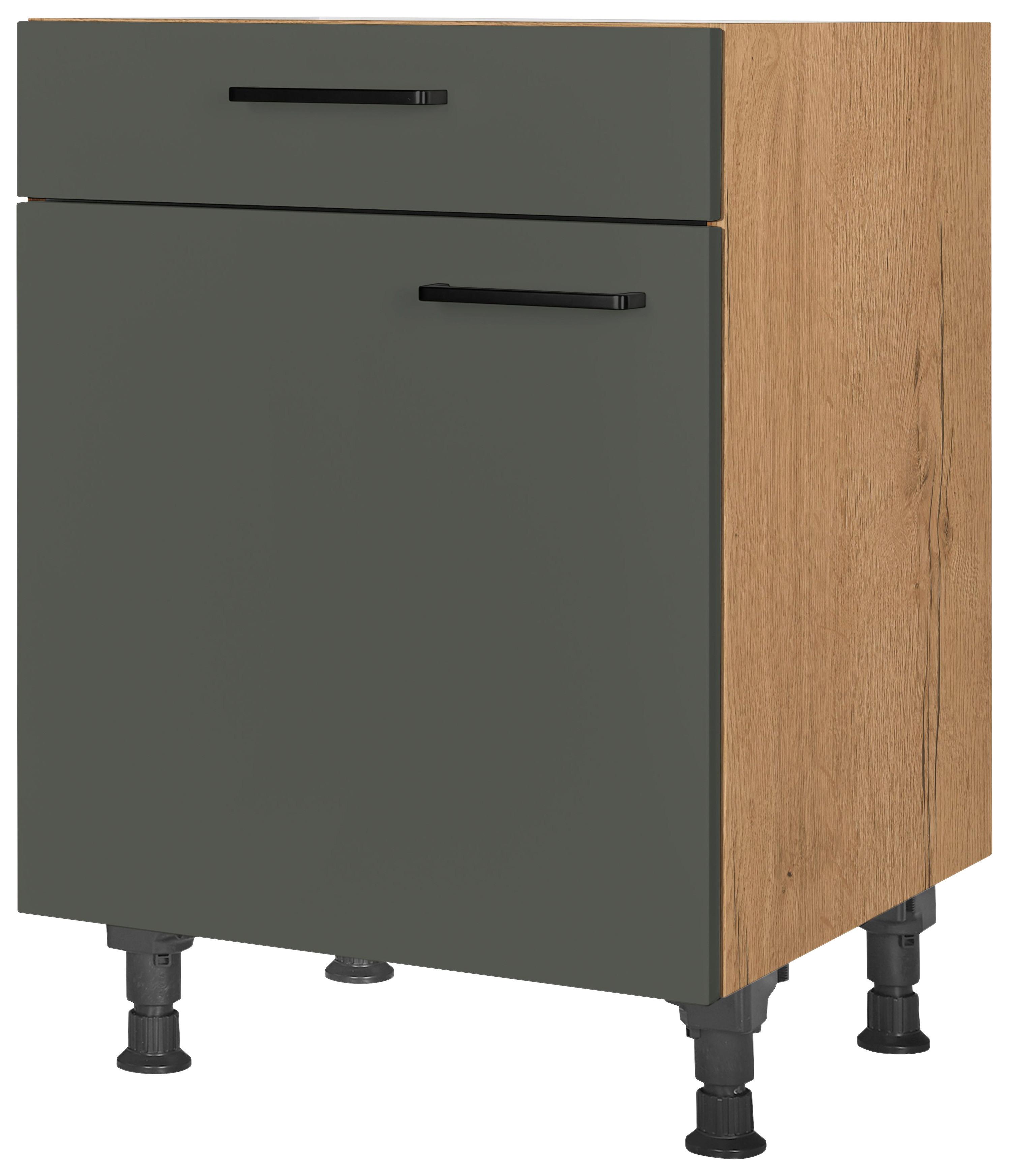 Schubkastenunterschrank Easytouch - Eichefarben/Grün, MODERN, Holzwerkstoff (60/87/56cm) - Nobilia
