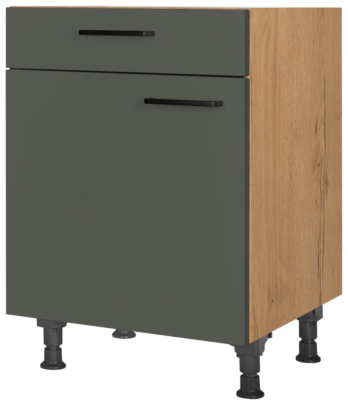 Schubkastenunterschrank Easytouch - Eichefarben/Grün, MODERN, Holzwerkstoff (60/87/56cm) - Nobilia