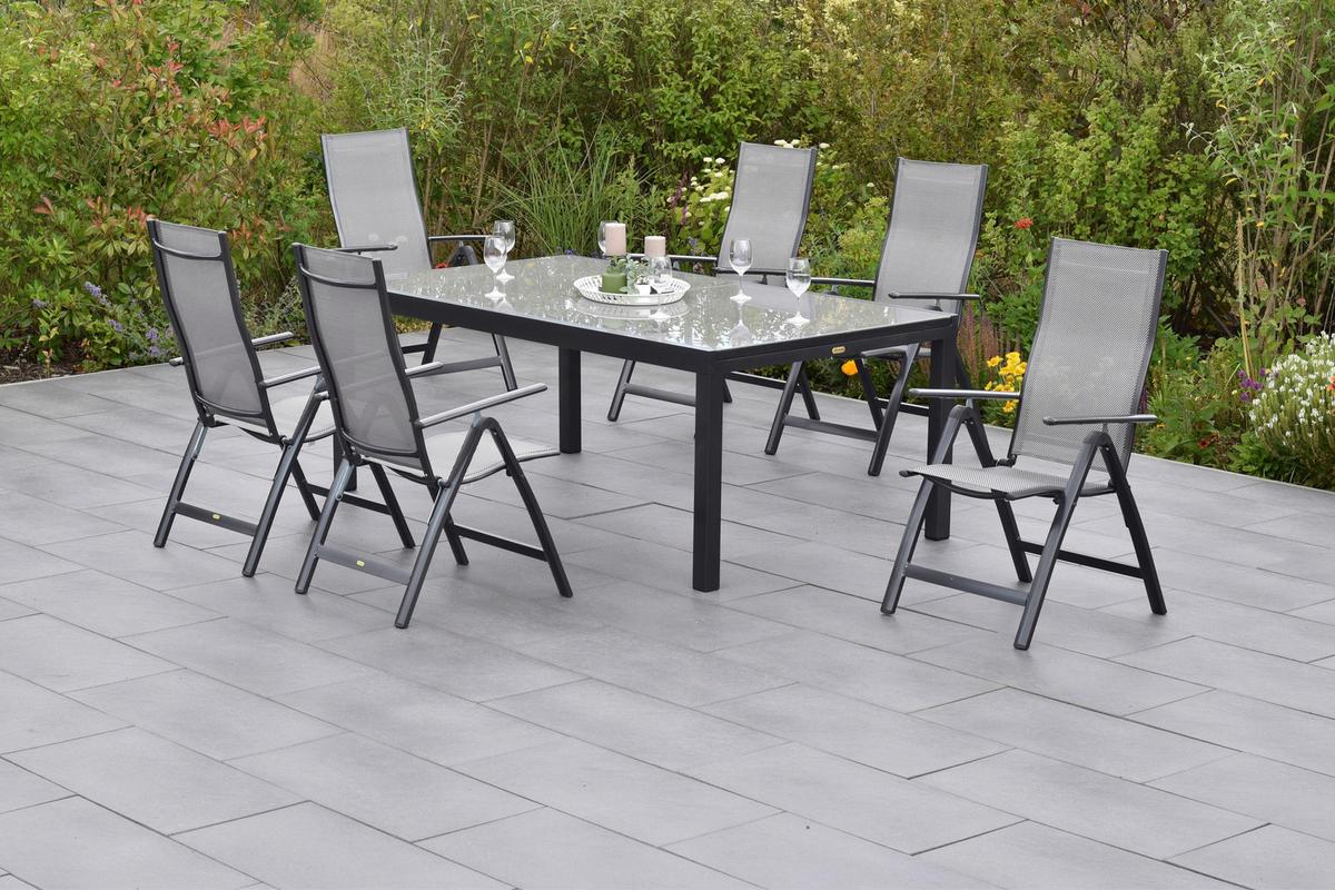 Gartenset Carrara - Graphitfarben/Braun, MODERN, Textil/Metall - Gardenson