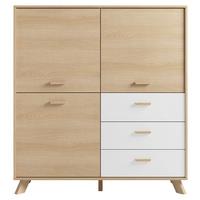 Highboard Bastian Eiche Bianco/Weiß B: 120 cm - Eiche Bianco/Eichefarben, Design, Holz/Holzwerkstoff (120/131/36,5cm) - MID.YOU