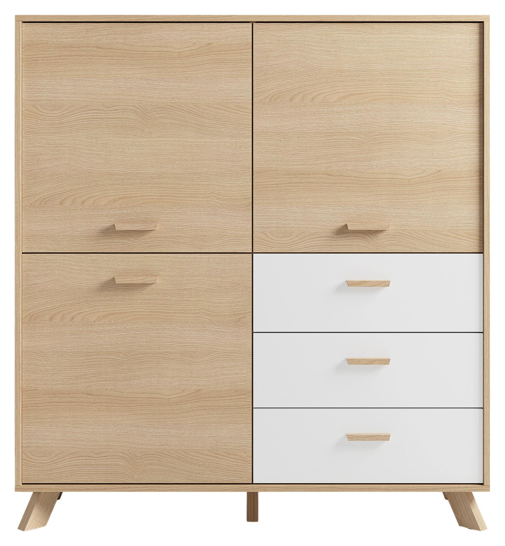 Highboard Bastian Eiche Bianco/Weiß B: 120 cm