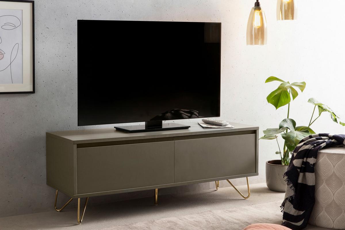 Lowboard Grau B: 120cm - Messingfarben/Grau, Design, Holzwerkstoff (120/45/40cm) - Livetastic