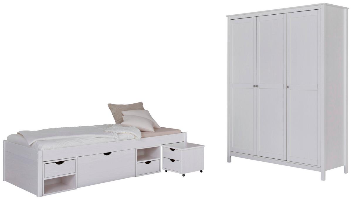 EINZELZIMMER Chilly Weiß 3-teilig - Weiß/Naturfarben, MODERN, Holz - MID.YOU