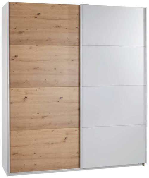 Schwebetürenschrank 181 cm Feldkirch 8, Grau/Eiche Dekor - Eichefarben/Grau, MODERN, Holzwerkstoff (181/210/62cm)