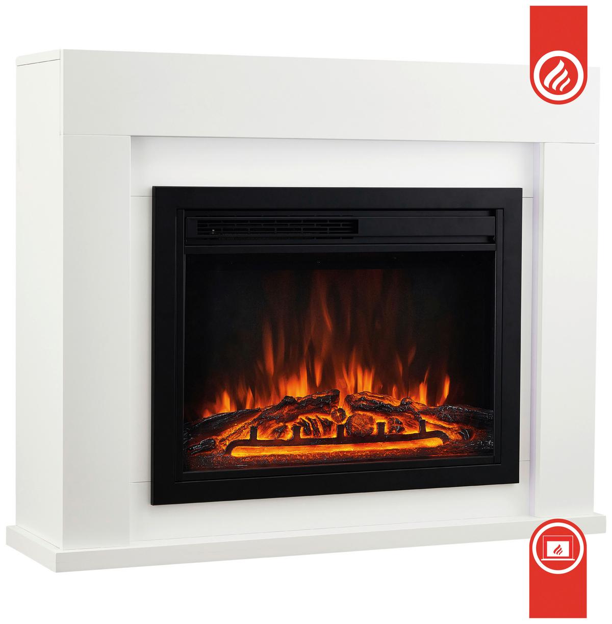 Elektrokamin Matti - Weiß, Basics, Glas/Holzwerkstoff (95,0/77,0/26,0cm)