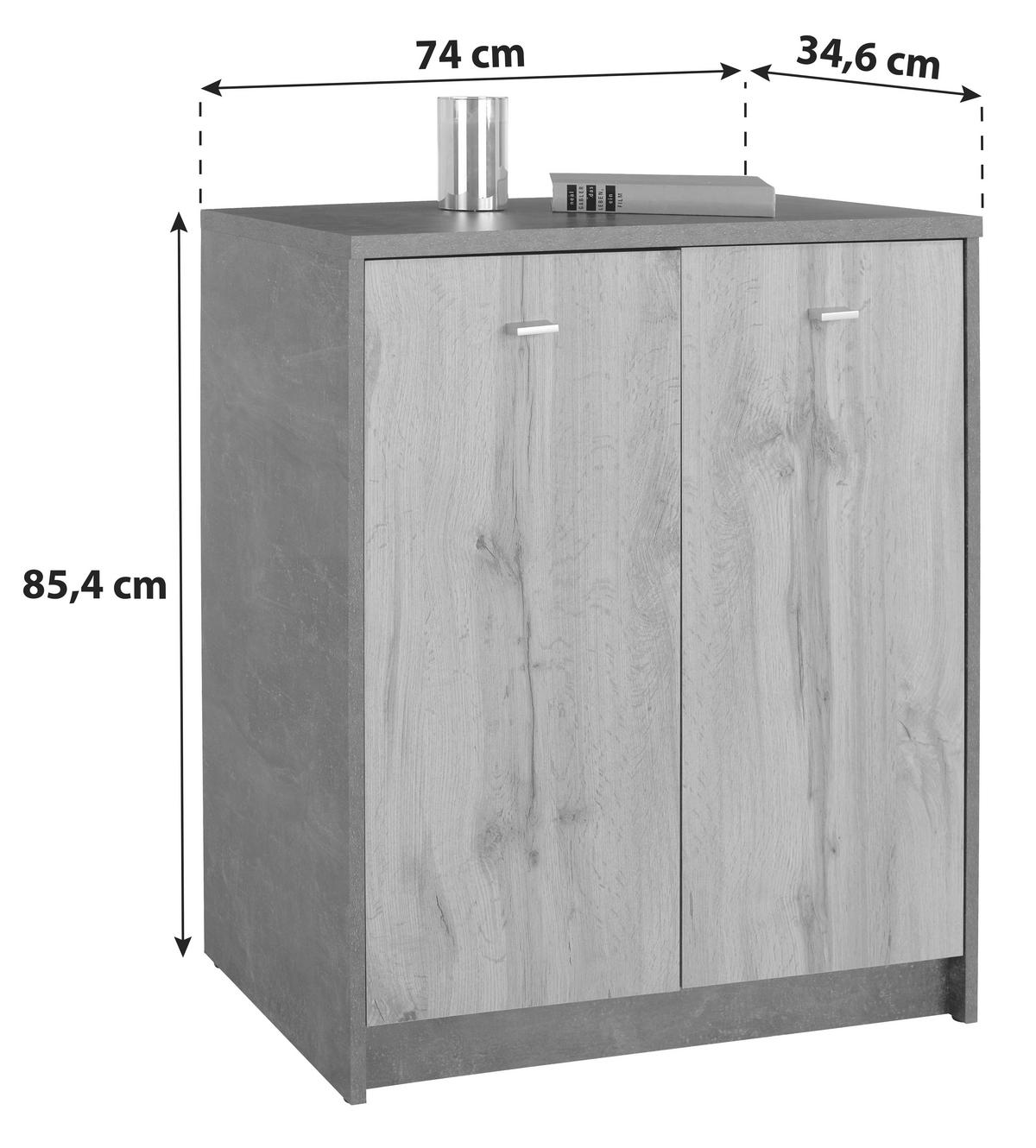 Kommode B: 74 cm 4-You New Eiche Artisan Dekor - Eiche Artisan, MODERN, Holzwerkstoff (74/85,4/34,6cm)