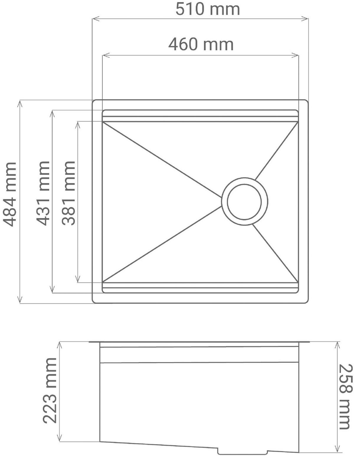 Spüle San Diego Edelstahl 51x25,8 Cm - Edelstahlfarben, Basics, Metall (51/25,8/48,4cm) - Respekta