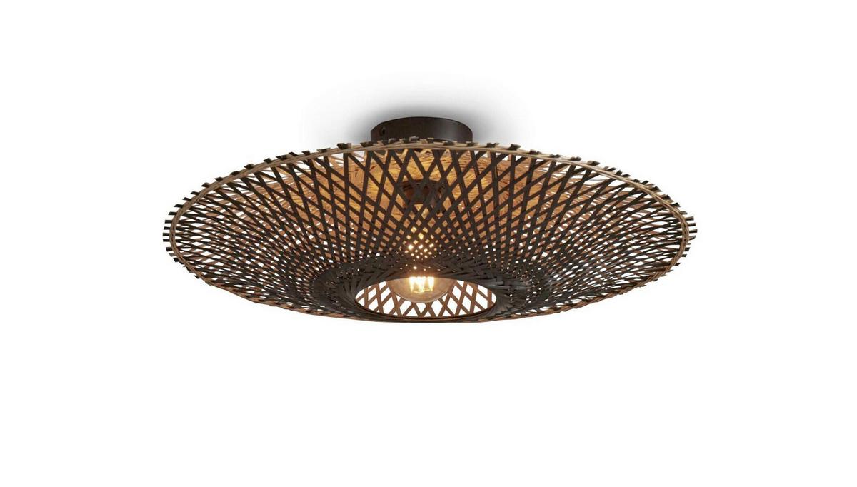 Deckenleuchte Kalimantan Naturfarben/schwarz D: 60 Cm - Schwarz/Naturfarben, Trend (60/15cm) - Good & Mojo