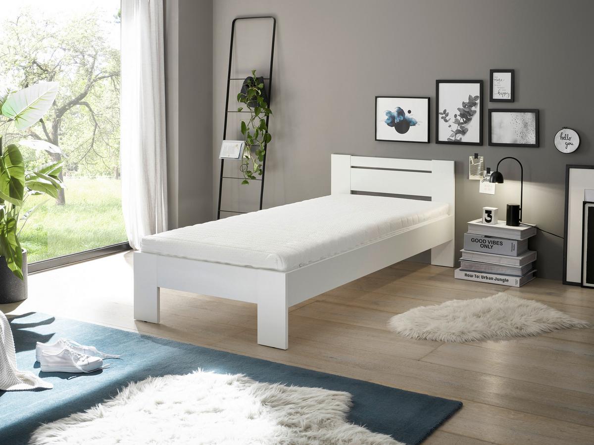Bett Cannes 90 Weiß 90x200 - Weiß, KONVENTIONELL, Holzwerkstoff (90/200cm) - Ondega