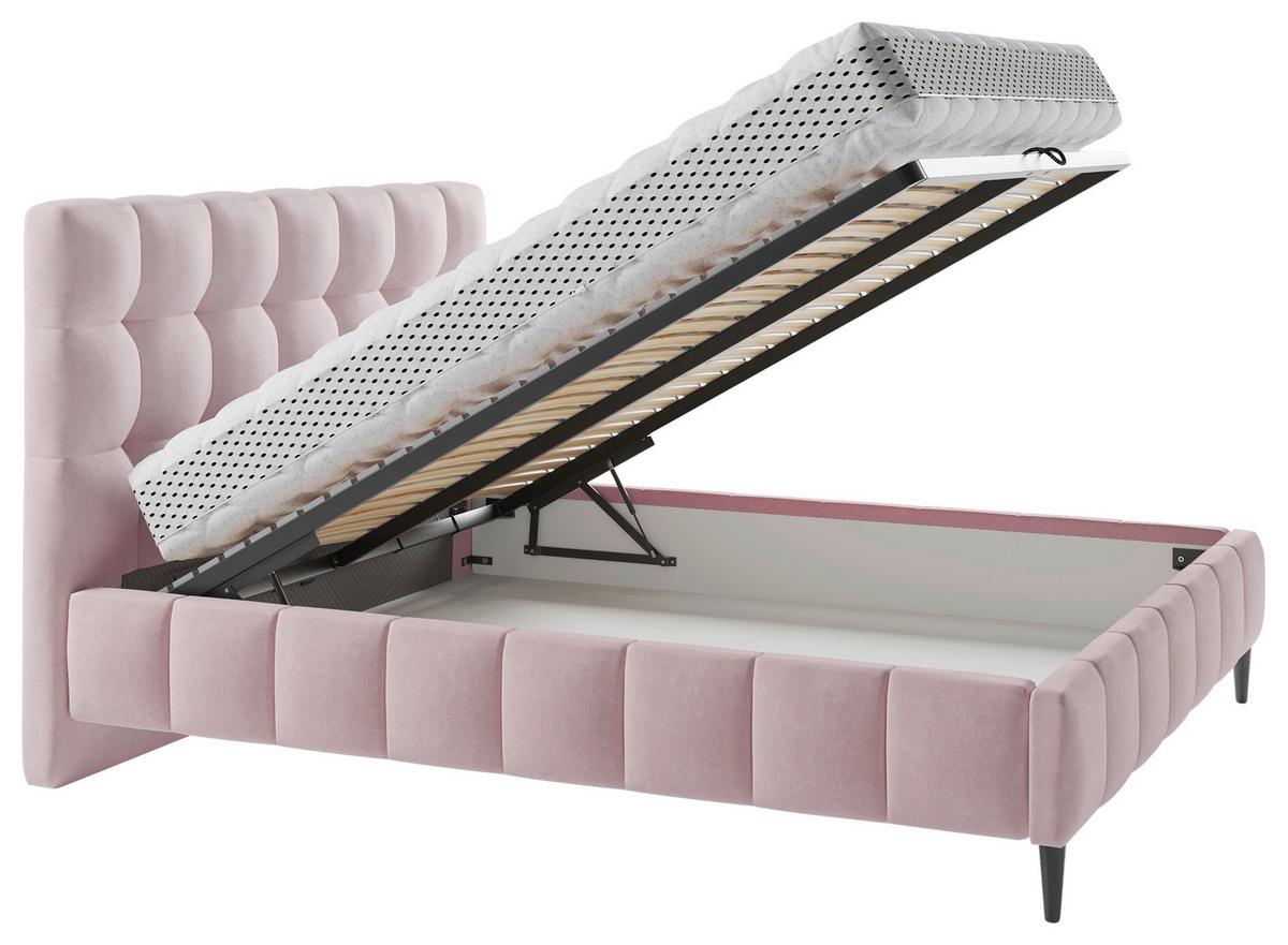 Polsterbett Inkl. Lattenrost 140x200 Cm Magic Rosa - Schwarz/Rosa, MODERN, Holzwerkstoff/Textil (140/200cm) - MID.YOU