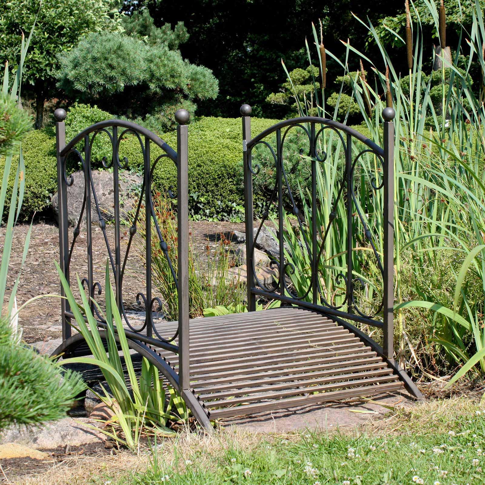 Gartenbrücke Aus Stahl Mit Geländer Taupo L: Ca. 120,5 Cm - Rostfarben, MODERN, Metall (120,5/81/94,5cm)