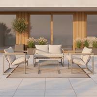 Kovová záhradná zostava LARA - sivá/krémová, Modern, kov/textil (114cm) - Bessagi Garden