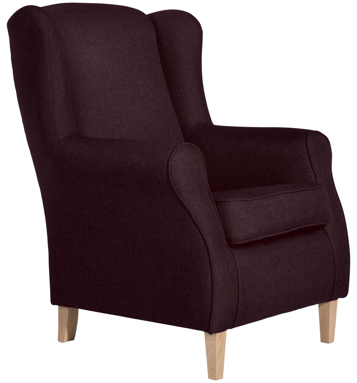 Ohrensessel Lorris - Buchefarben/Dunkelrot, Design, Textil (77/103/86cm) - Max Winzer