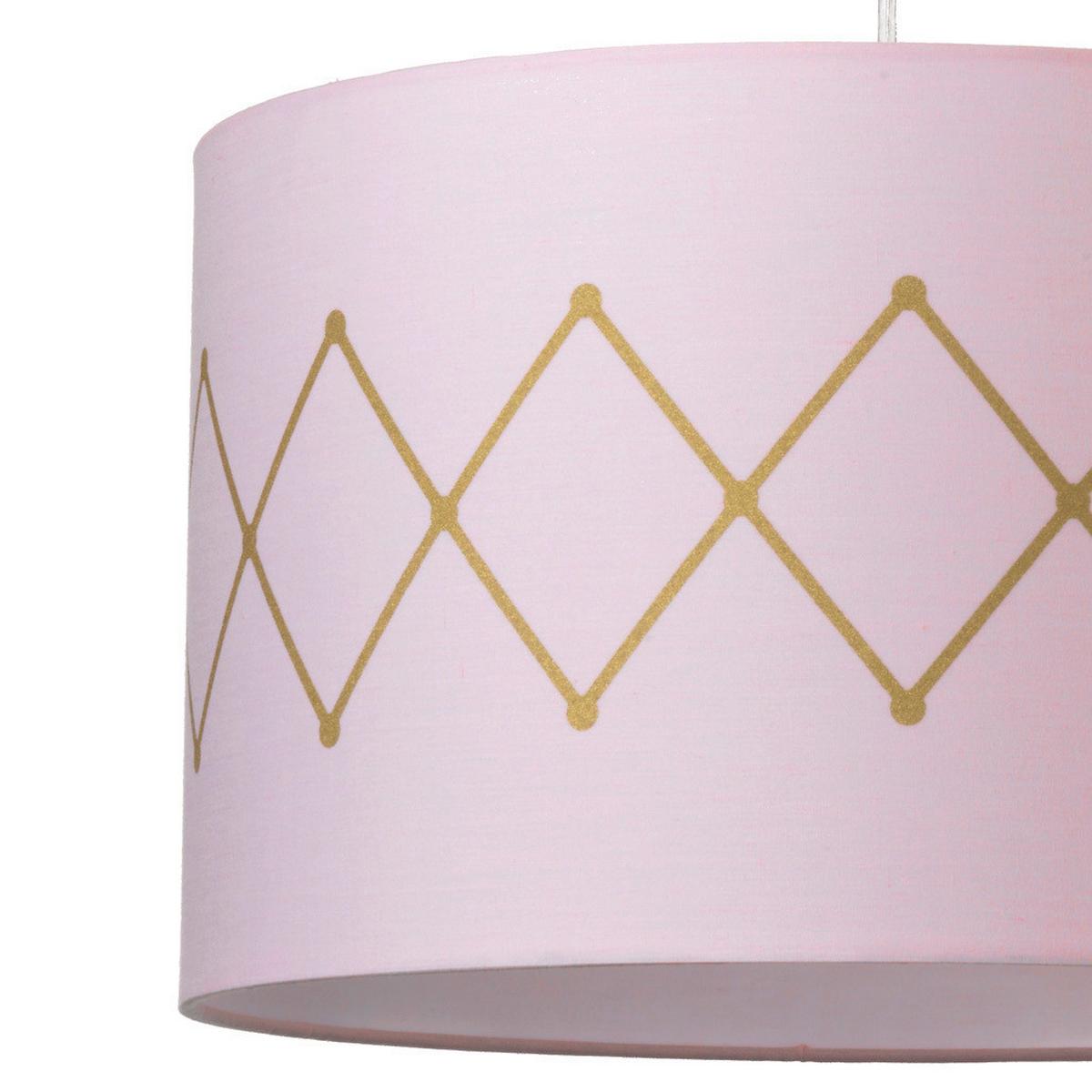 Hängeleuchte 5005/S - Pink/Goldfarben, KONVENTIONELL, Textil/Metall (40/80cm)