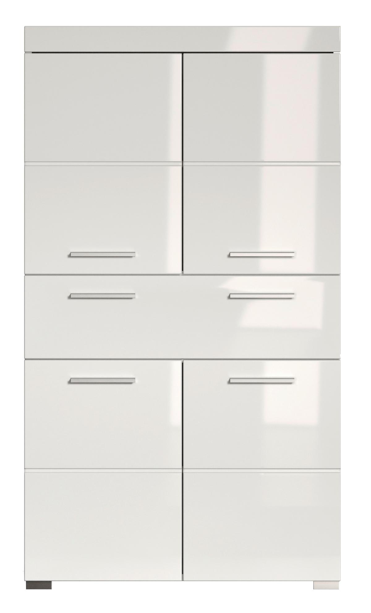 Midischrank Amanda B: 73 cm Weiß - Silberfarben/Weiß, MODERN, Holzwerkstoff (73/130/31cm) - MID.YOU