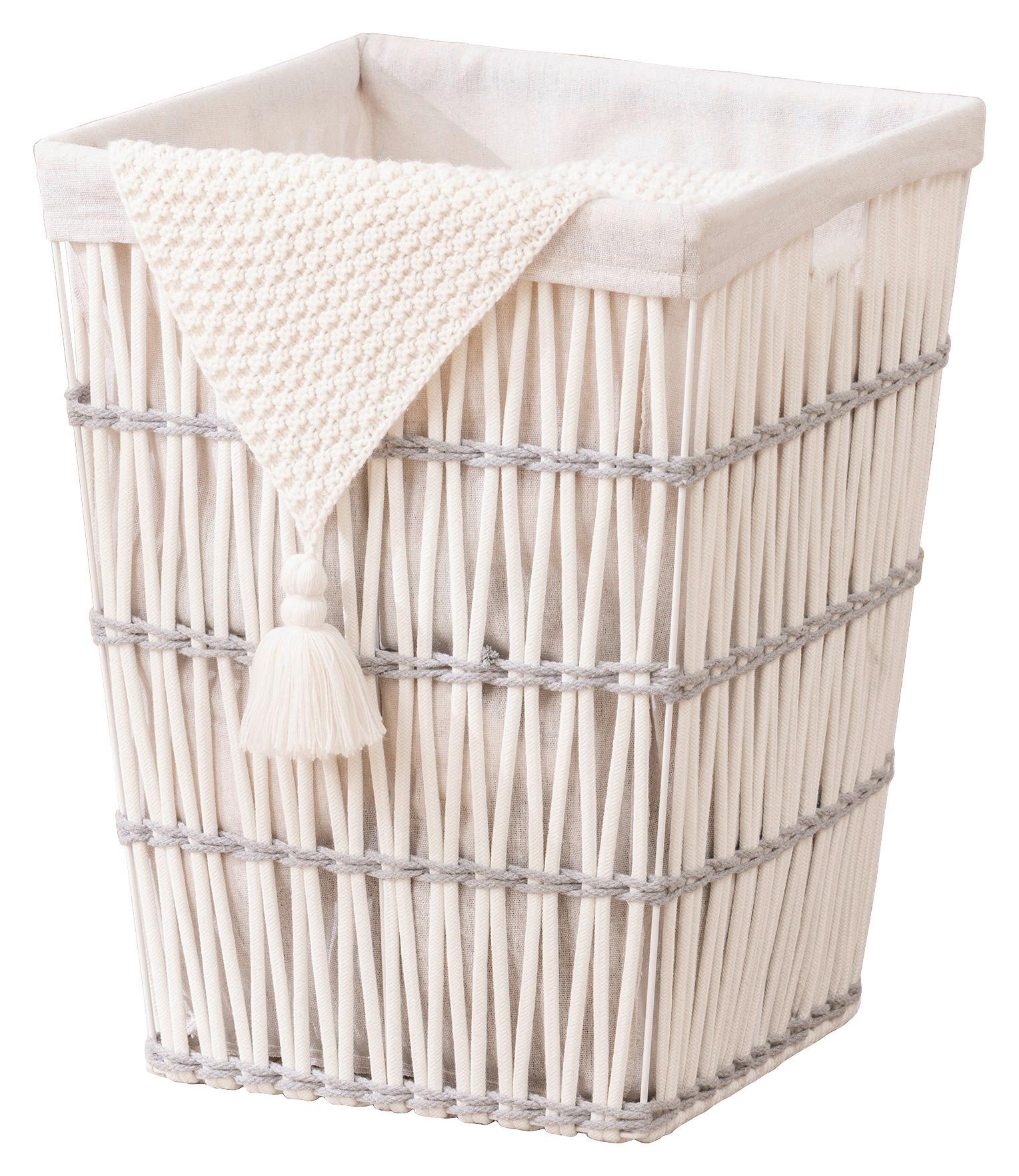 WÄSCHETONNE MELITTA - Weiß/Grau, KONVENTIONELL, Textil/Metall (38/38/50cm) - Luca Bessoni