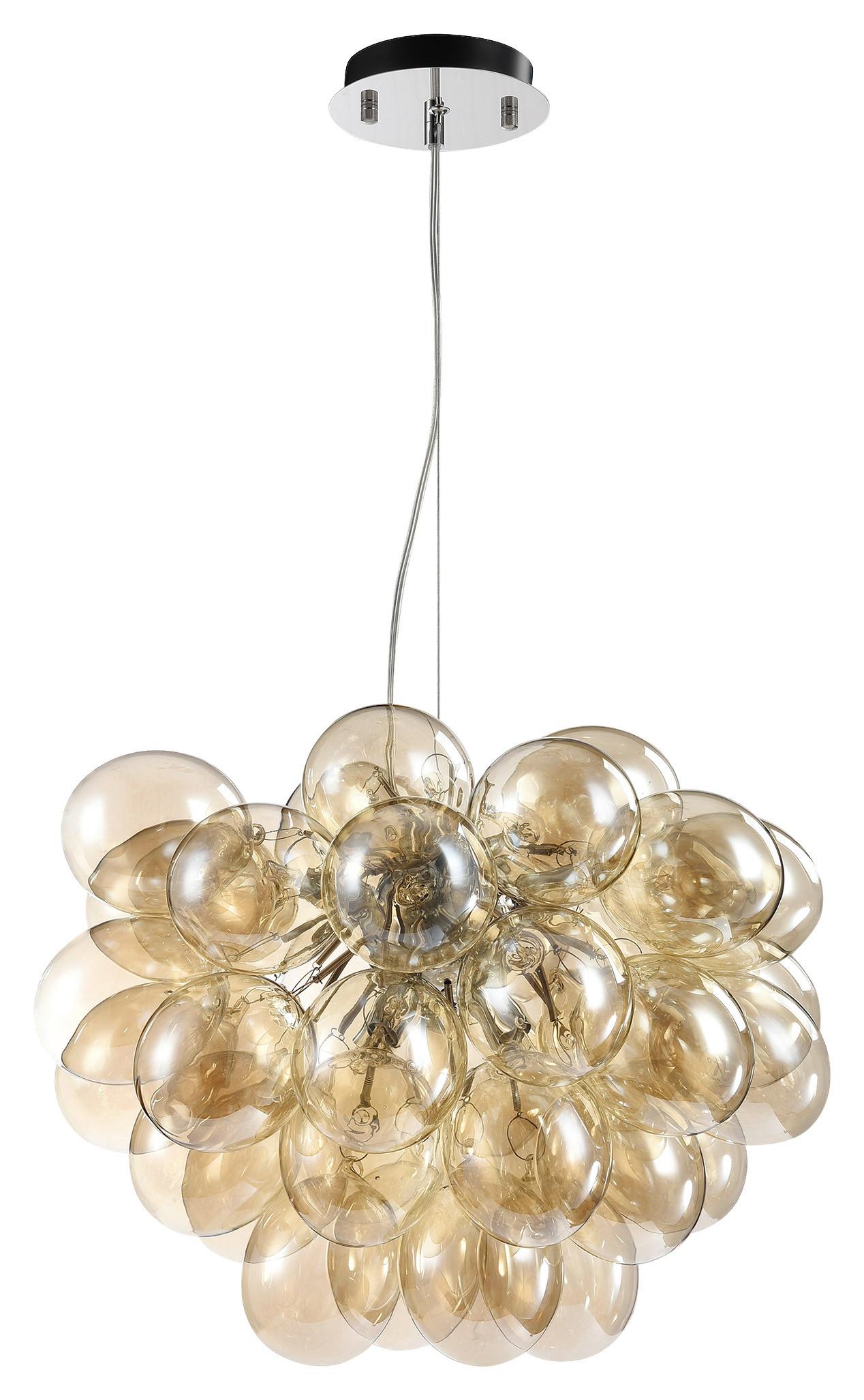 Pendelleuchte Balbo - Bernsteinfarben/Nickelfarben, Trend, Glas/Metall (50/40/50cm) - MAYTONI
