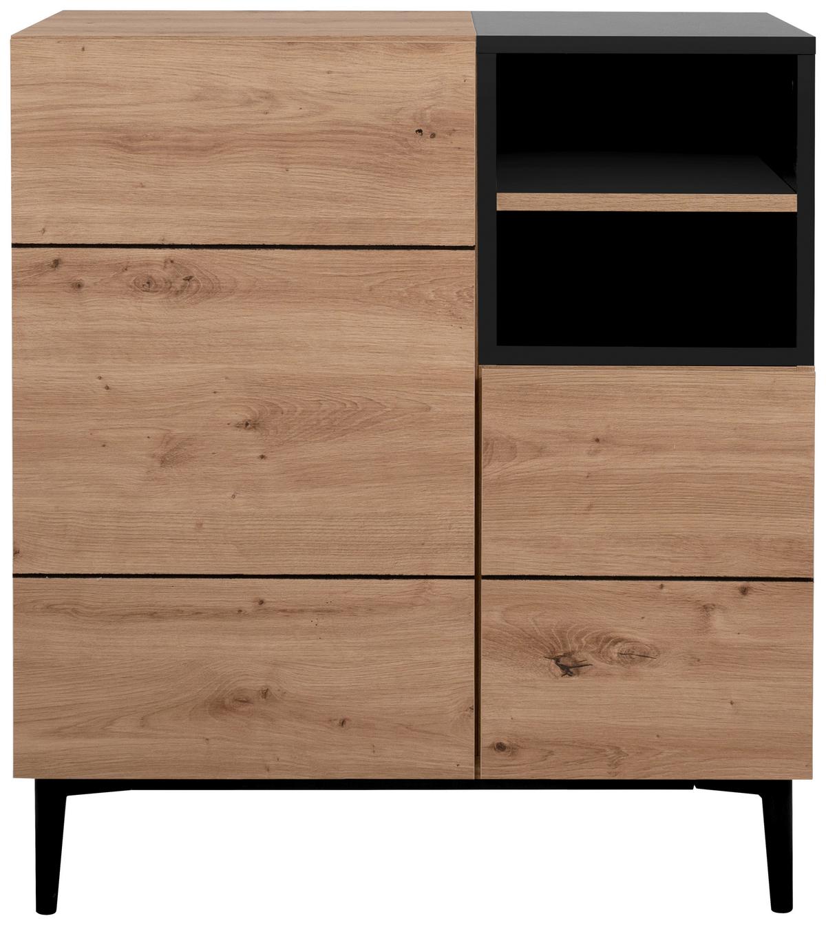 Kommode B 80 Cm Nola, Eiche Dekor/schwarz - Eichefarben/Schwarz, KONVENTIONELL, Holzwerkstoff (80/90/42cm) - MID.YOU
