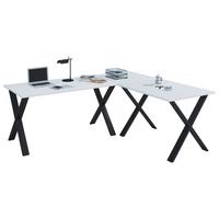 Eckschreibtisch Lona Weiß B: 80 cm - Schwarz/Weiß, MODERN, Holzwerkstoff/Metall (220/220/76cm) - MID.YOU