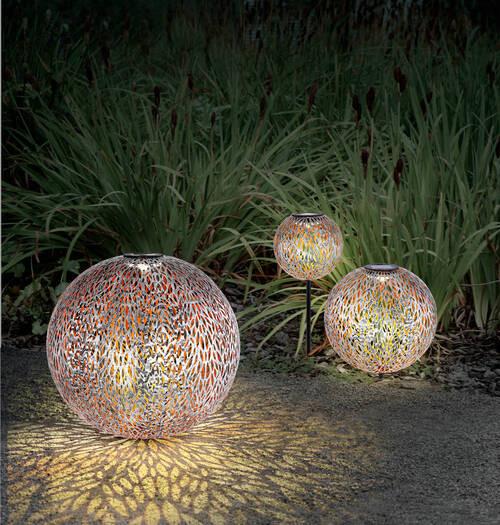 Solarleuchte Gold/Silberfarben 33627 H: 38 cm - Silberfarben/Goldfarben, KONVENTIONELL, Metall (27/38cm) - Globo
