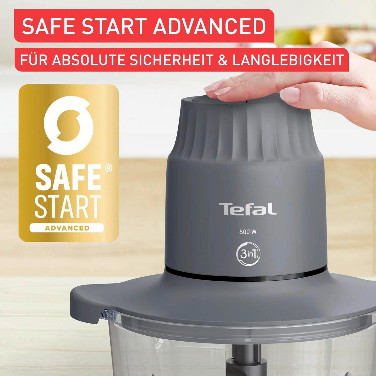 UNIVERSALZERKLEINERER 500W, 1000ml - Grau, Basics, Glas (21,7/18,4/25,4cm) - Tefal