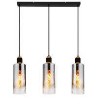 HÄNGELEUCHTE Exkl. 3xE27 40W - Klar/Schwarz, Design, Glas/Holz (68/12/150cm) - Globo