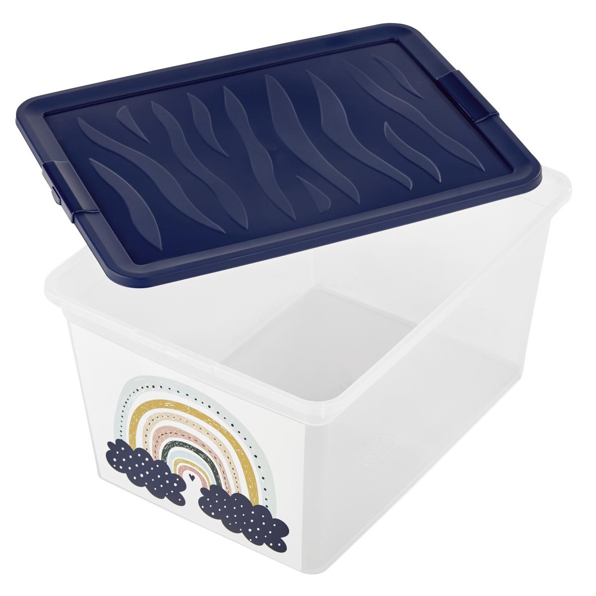 Aufbewahrungsbox Regenbogen mit Deckel 38,4x19,9x28,3 cm - Klar/Gelb, KONVENTIONELL, Kunststoff (38,4/19,9/28,3cm)