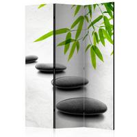 JEDNOSTRANNÝ PARAVÁN ZEN STONES - zelená/sivobiela, Modern, drevo/textil (135/172/3cm) - artgeist