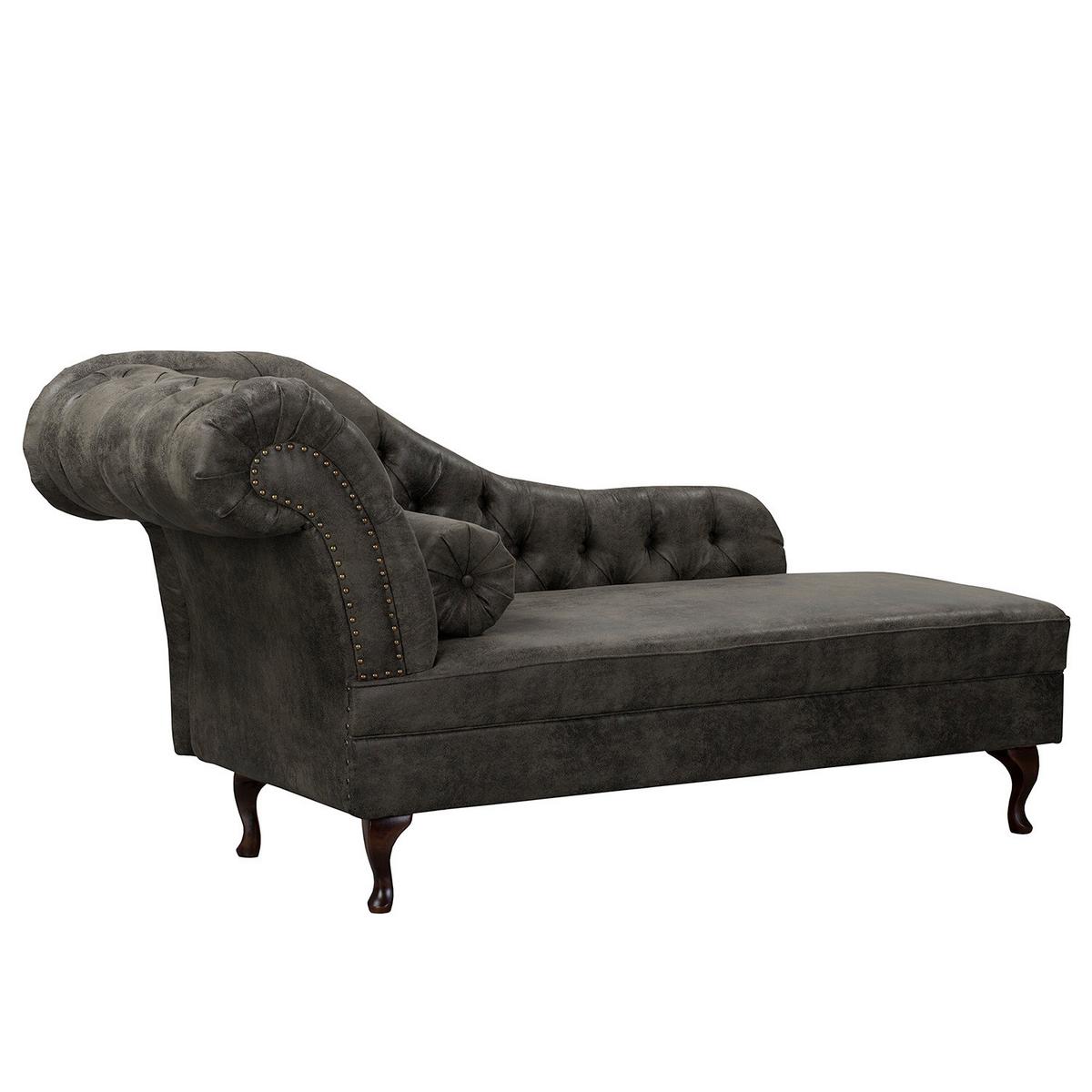 Récamiere Pako Anthrazit B: 185cm - Anthrazit/Braun, Design, Textil (185/93/75cm) - Livetastic