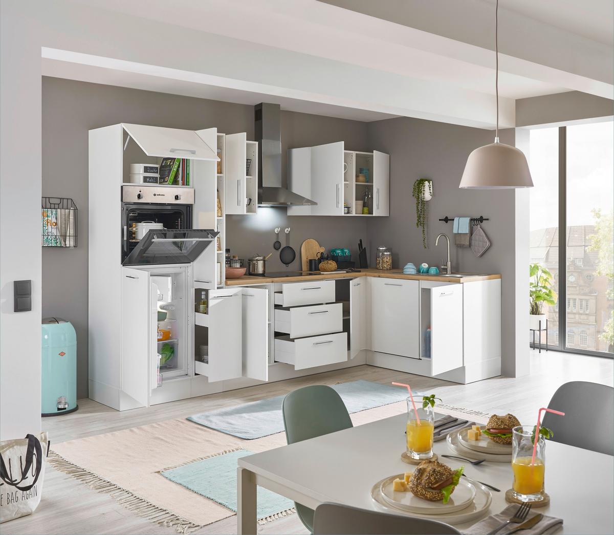 Eckküche Turin Weiß/Eiche Dekor 310x175 cm - Weiß/Eiche Artisan, Basics, Holzwerkstoff (310/175cm) - MID.YOU