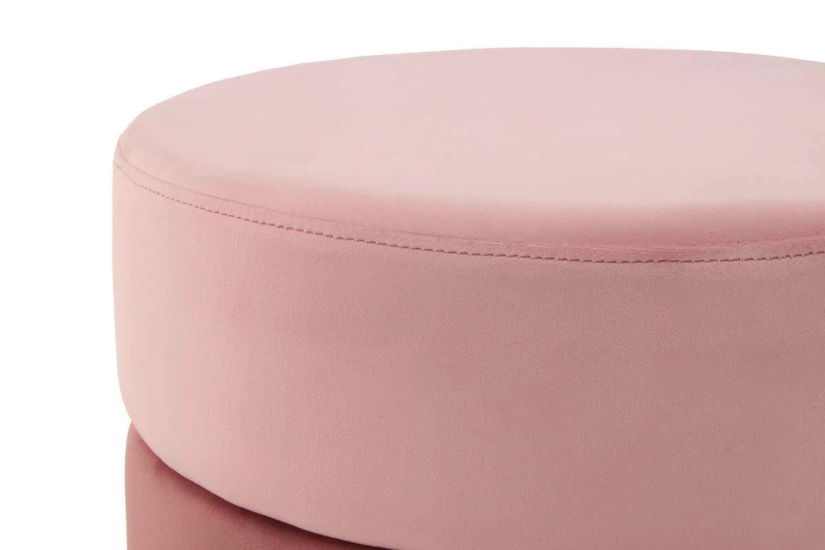 Kulatý taburet PINK, růžová / zlatá barva - růžová/barvy zlata, Basics, kov/kompozitní dřevo (48,5/46/48,5cm)