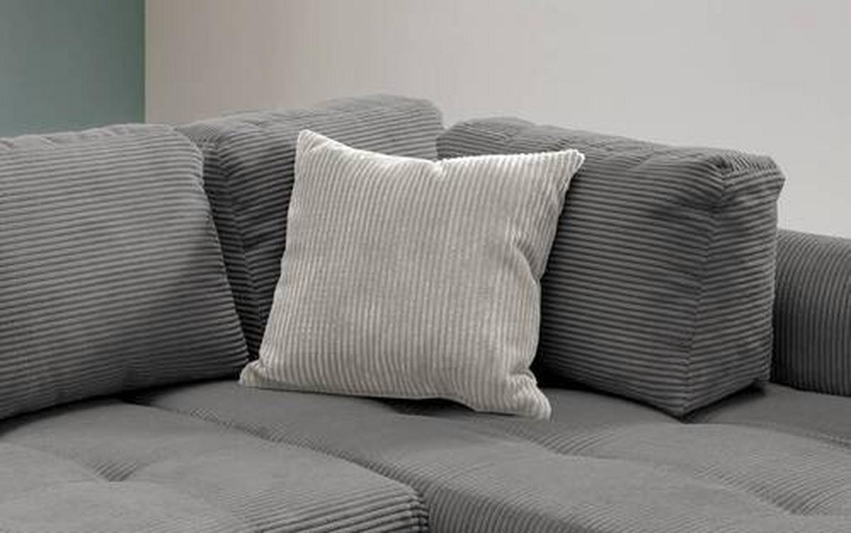 Ecksofa mit Schlaffunktion Flora Grau Cord - Silberfarben/Grau, Design, Textil (250/190cm) - MID.YOU